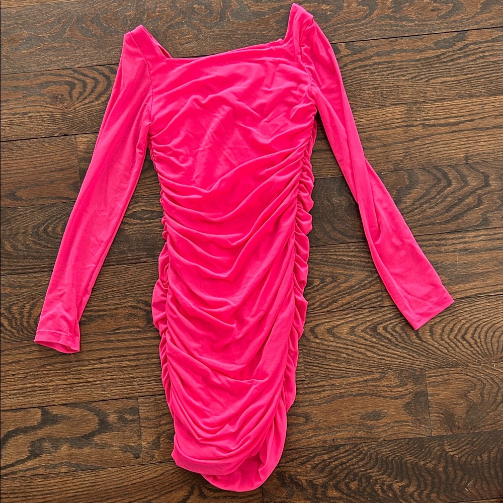 Elegant Pink Ruched Dress